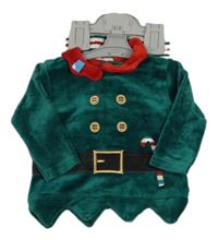 Nové - Zelená sametová mikina- skřítek+ pruhované tepláky M&S