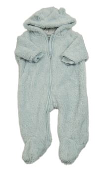 Svetlomodrá chlpatá kombinéza s kapucňou Next