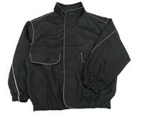 Čierna šušťáková jarná bunda s proužkem