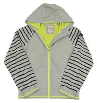 Světlešedo-pruhovaná šusťáková jarní bunda s kapucí Esprit