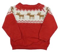 Červeno-biely sveter so sobmi C&A