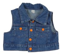 Modrá rifľová crop vesta Shein