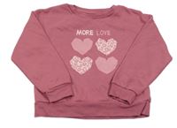 Vínová mikina so srdiečkami a nápisom Primark