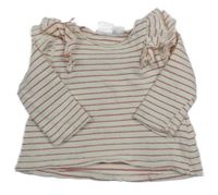 Smetanovo-ružová pruhovaná ľahká mikina Zara