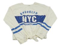 Bielo-modrá crop mikina s nápisom H&M