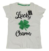 Nové - bílé tričko s nápisem a trojlístkem Pep&Co