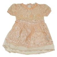 Svetloružové tylovo/krajkované šaty s kvetinami