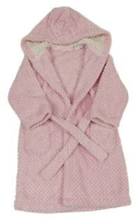 Svetloružový chlpatý župan s kapucňou Miniclub