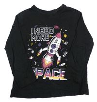 Černé triko s raketou a nápisem Primark