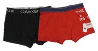 2 x boxerky - černé Cavlin Klein + červené s  Cavlin Klein + červené s PSP ovladačem