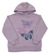 Fialová mikina s motýly a kapucňou Primark
