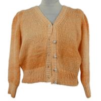 Dámský oranžový propínací mohérový crop svetr Maje