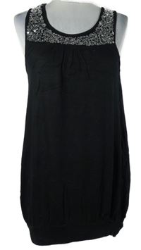 Dámský černý balonový top s flitry Papaya