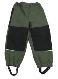 Khaki-černé šusťákové podšité kalhoty Name it