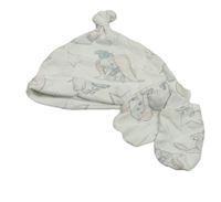 2set - biela čapica s Dumbem + rukavice Disney