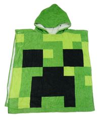 Zeleno-čierne froté osuškové pončo s kapucí - Minecraft