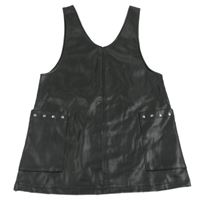 Čierne koženkové šaty s vreckami