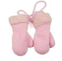 Růžové palcové rukavice na provázku