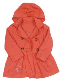 Korálový plátenný jarný kabát s kapucňou C&A