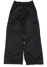 Černé saténové kalhoty s kapsami Page one young