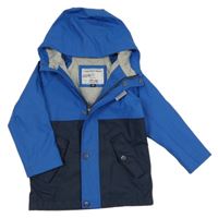 Modro-tmavomodrá nepromokavá jarná bunda s kapucňou