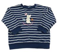 Tmavomodro-biela pruhovaná mikina so zajícem M&S