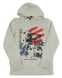 Svetlosivá mikina s potlačou a kapucňou Chapter young