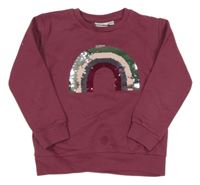 Vínová mikina s překlápěcími flitre