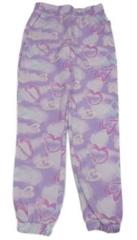 Lila vzorované tepláky se srdíčky Dunnes