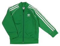 Zelená propínací sportovní mikina s pruhy a logem Adidas