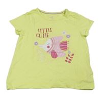 Neónově limetkové tričko s rybou a nápisom Lupilu