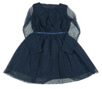 Tmavomodré bodkovaná é tylové šaty Name it