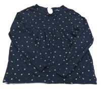 Tmavomodré kvetované tričko Vertbaudet