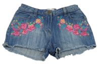 Modré riflové kraťasy s výšivkami M&S