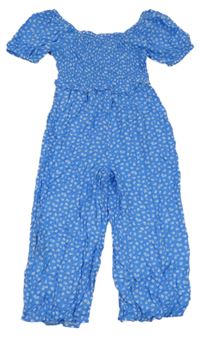 Modrý květovaný lehký culottes overal Next