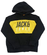 Černo-žlutá mikina s logem a kapucí Jack & Jones