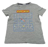 Šedé melírované tričko Pac-man