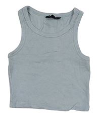 Svetlomodrý rebrovaný crop top New Look