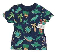 Tmavomodré tričko s dinosaury Matalan