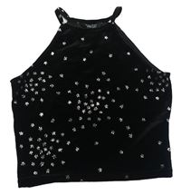 Černý crop top s hvězdičkami New Look