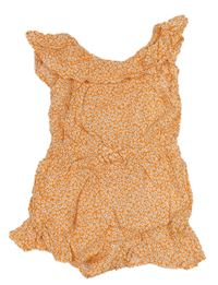 Oranžový kytičkovaný letní overal s lodičkovým výstřihem Primark 