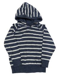 Tmavomodro-biely pruhovaný sveter s kapucňou H&M