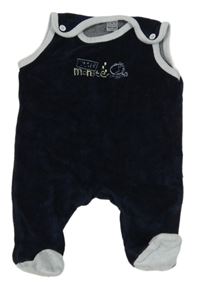 Tmavomodro-bílé sametové polodupky s výšivkou Bruin