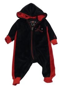 Čierno-červená zamatová kombinéza s kapucňou Nike Jordan