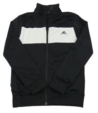 Černo-bílá propínací sportovní mikina s logem Adidas