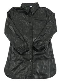 Černé koženkové košilové šaty Zeeman 