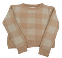 Ružový kockovaný crop sveter Primark