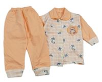 Oranžovo-kostkované pyžamo s medvídky