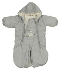 Šedá šusťáková zimní kombinéza/fusak s kapucňou Ergee