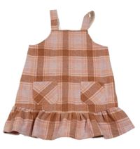 Ružovo-oranžové kockované vlnené šaty Matalan